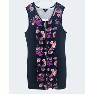 G By Guess Ginnifer Floral Scuba Dress With Front Zipper Womens Size Large